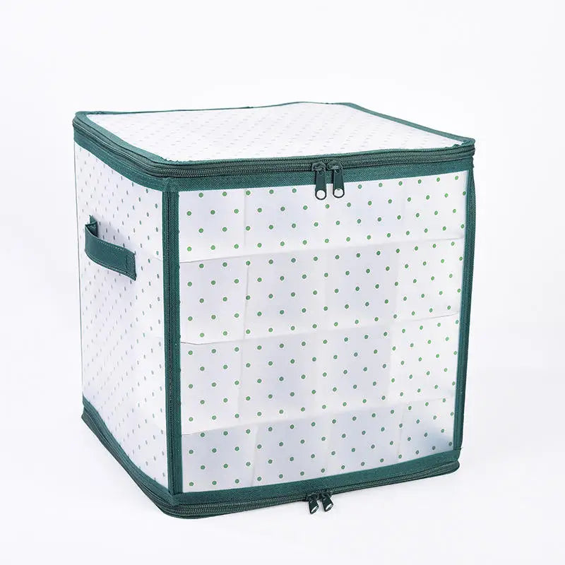 64-Grid Christmas Ornament Storage Box – Foldable PP Organizer for Holiday Decor