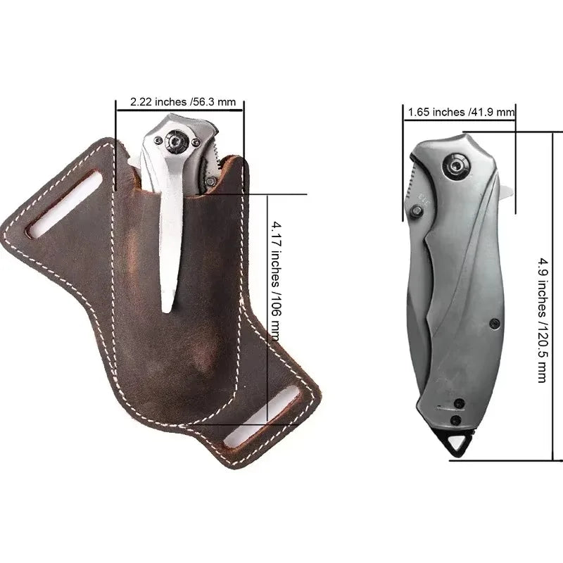 PU Leather Folding Knife Sheath – Anti-Scratch Belt Holder for Camping Tools
