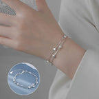 925 Sterling Silver Star Bracelet – Adjustable Double Layer for Party Jewelry