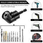 Flexible Drill Bit Extension Set – 105° Right Angle Adapter for Power Tools