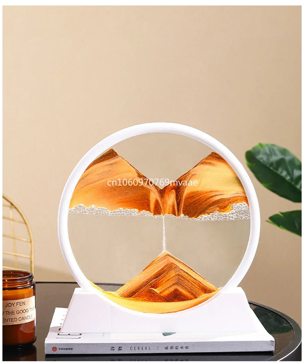 3D Moving Sand Art Frame – Dynamic Liquid Hourglass for Office Home Decor