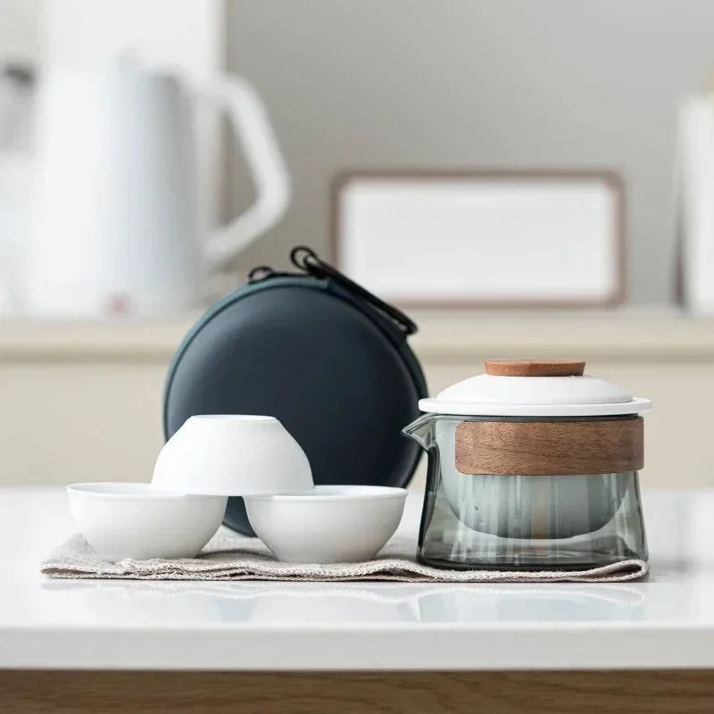 Portable Travel Tea Set – Ceramic Teapot and Cups for Camping