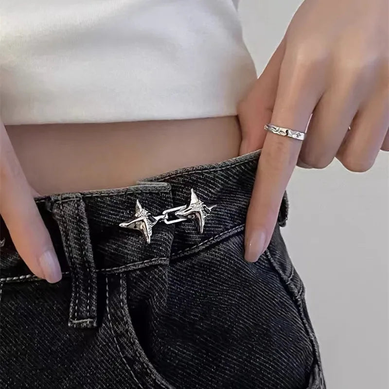 Adjustable Star Waist Buckle – Metal Jean Tightening Tool for Fashion