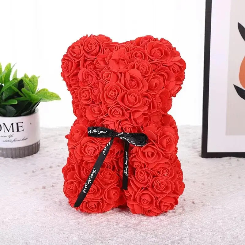 Artificial Rose Flower Bear – Romantic Gift for Valentine's Day and Birthday