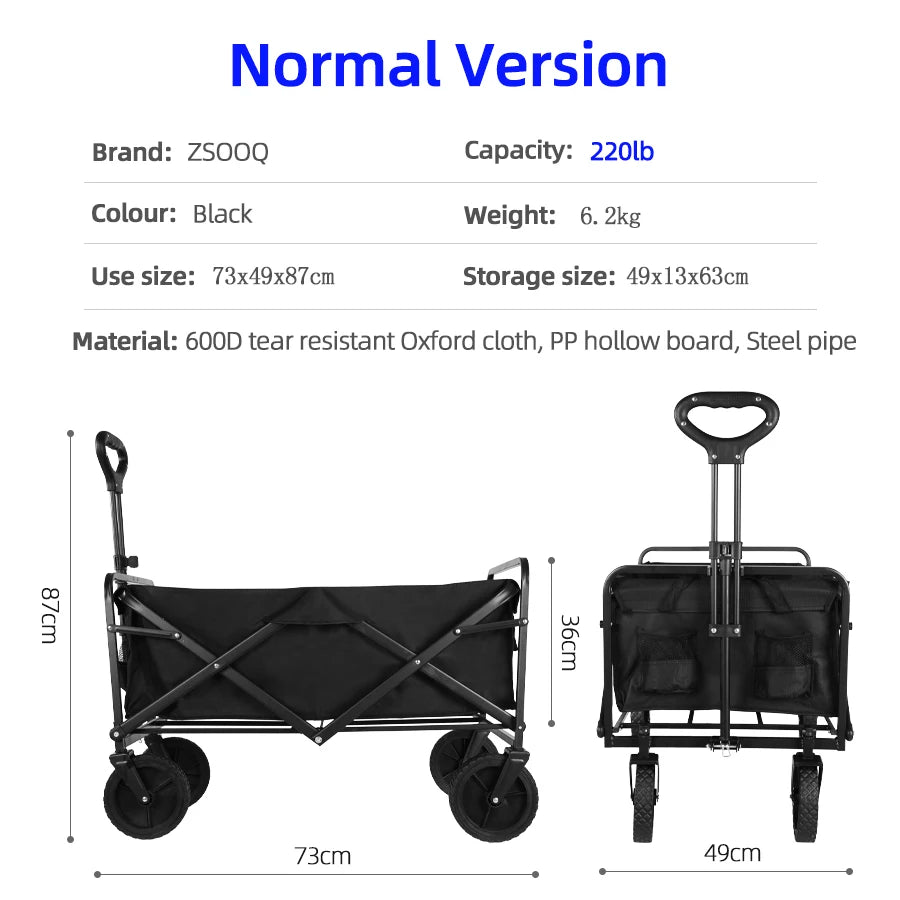 Collapsible Utility Wagon – Heavy Duty Folding Cart for Beach and Camping