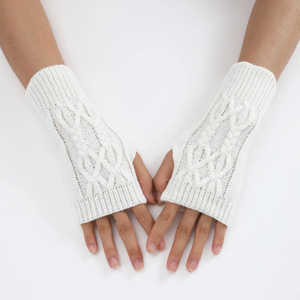 Soft Wool Half Finger Gloves – Warm Knit Arm Mittens for Winter Outdoor