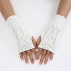 Soft Wool Half Finger Gloves – Warm Knit Arm Mittens for Winter Outdoor