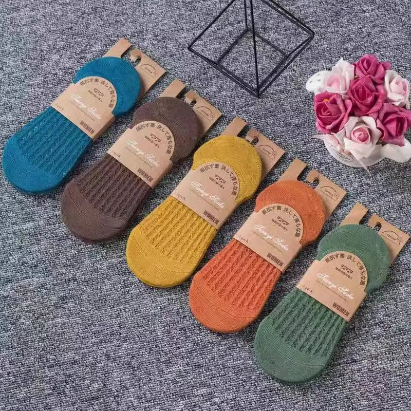 Silicone Invisible Boat Socks – Soft Cotton Women's Ankle Liners for Summer