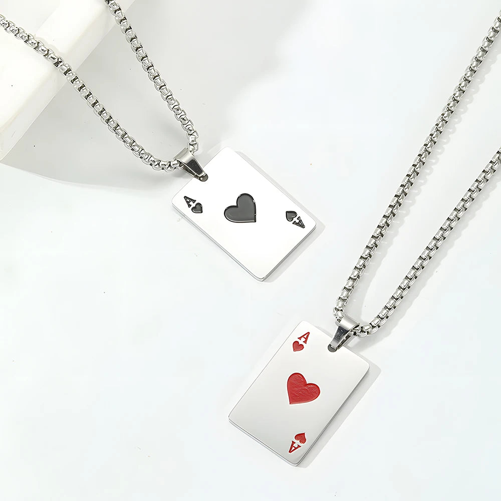 Ace of Spades Pendant Necklace – Stainless Steel Poker Jewelry for Men
