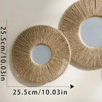 Round Hemp Rope Wall Mirror – Farmhouse Boho Decor for Bedroom and Bathroom