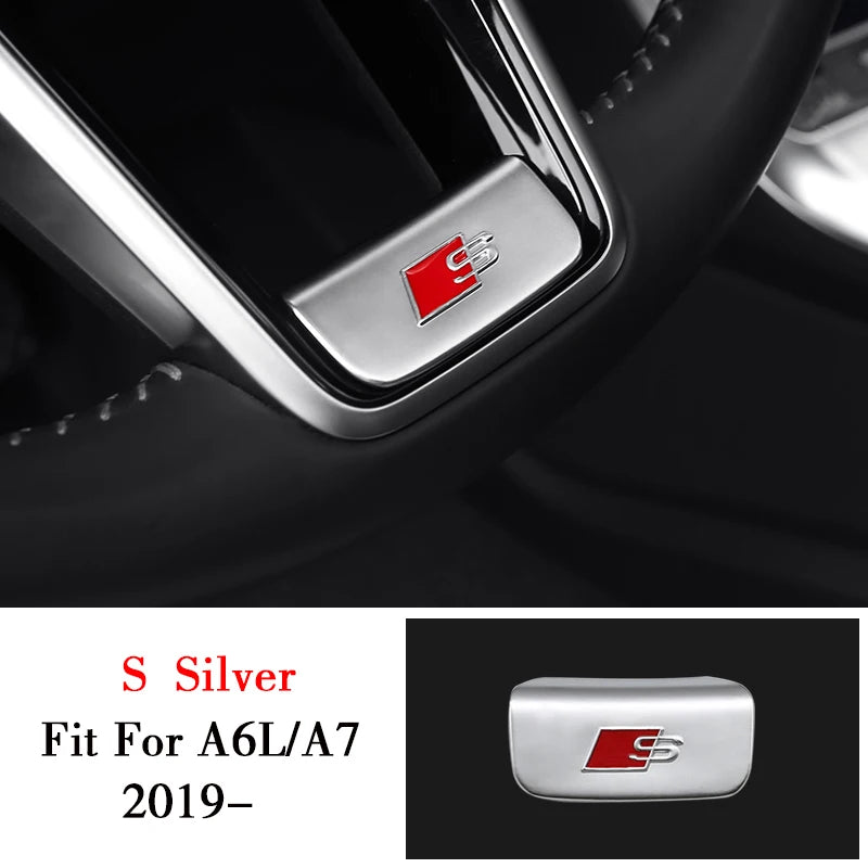 Aluminum S-Line Steering Wheel Emblem – Decorative Car Interior Accessory