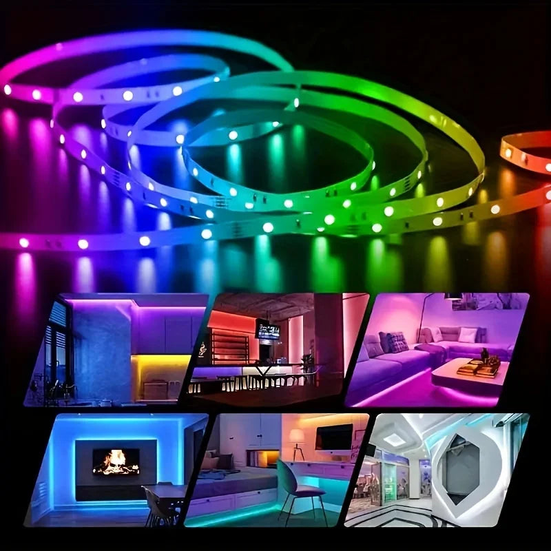 Bluetooth LED Strip Lights – RGB Color Changing Tape for TV Bedroom Lighting