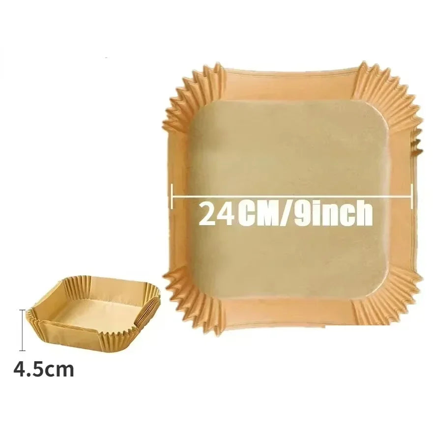 Square Air Fryer Parchment Liners – 23cm Non-stick Paper for Baking Cooking