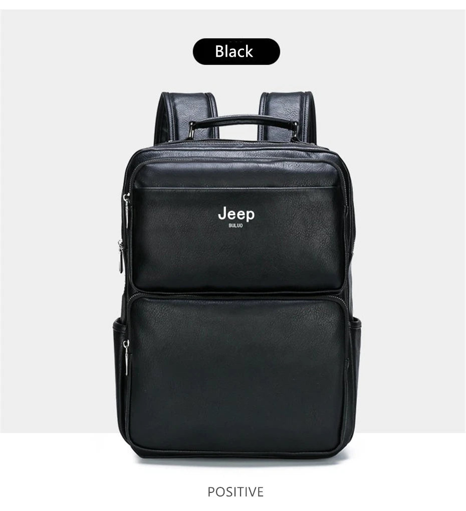 Split Leather Laptop Backpack – Large 14 Inch Travel Bag for Men
