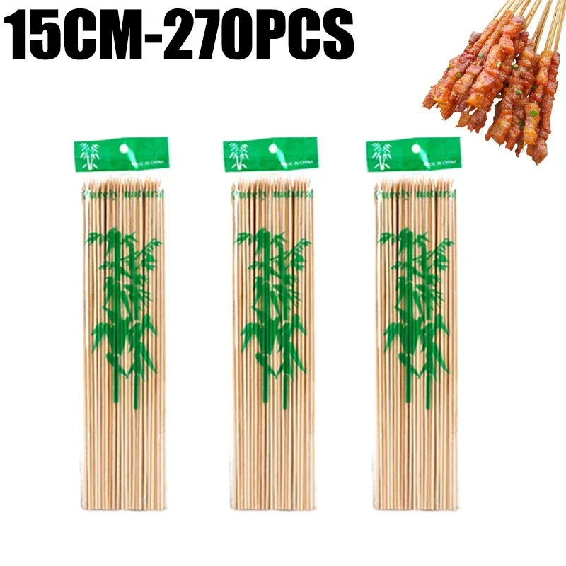 Natural Bamboo Skewers – Disposable Sticks for Grilling and BBQ Appetizers