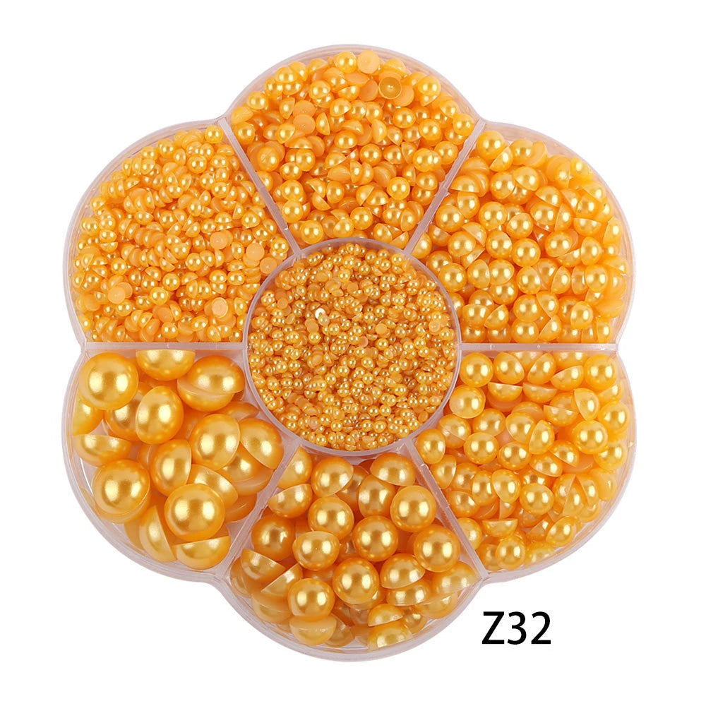 Half Round Flatback Pearl Beads – Assorted Sizes for DIY Jewelry and Nail Art