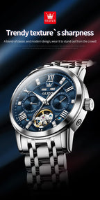 OLEVS Automatic Mechanical Watch – Skeleton Flywheel for Men's Business Wear