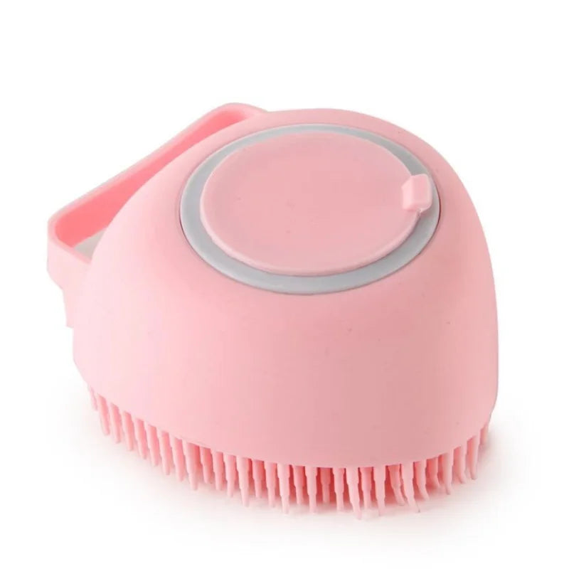 Silicone Pet Grooming Gloves – Shampoo Dispensing Brush for Dog Bathing