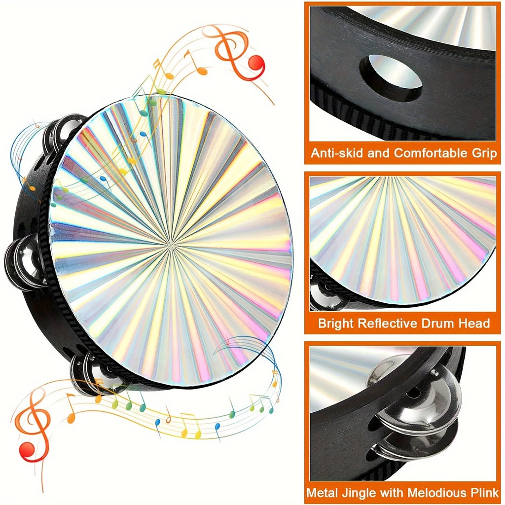 Double Row Radiant Tambourine – Handheld Rhythm Percussion for Music Education