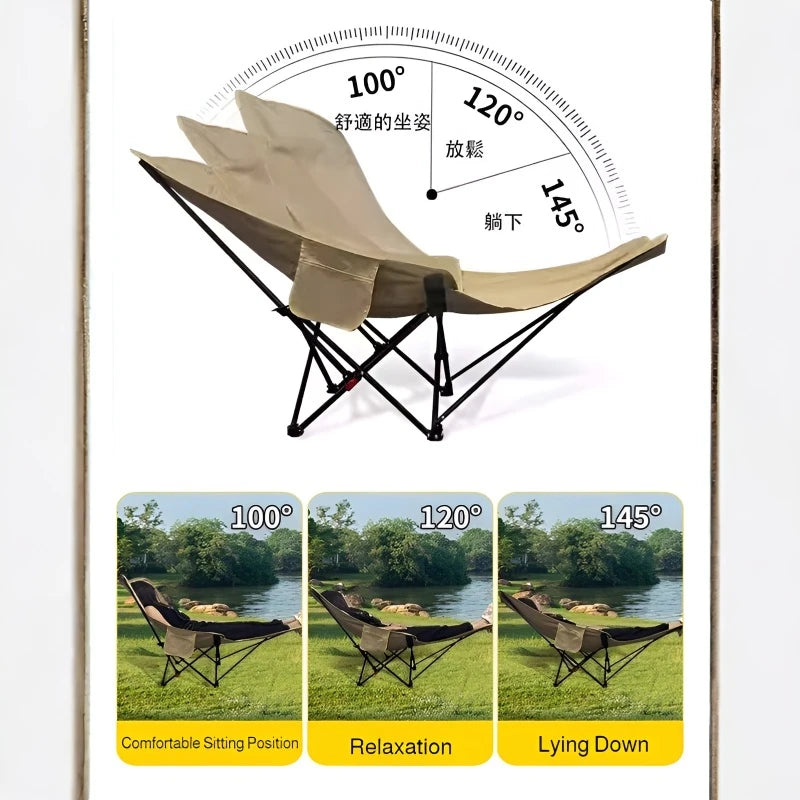 Portable Folding Camping Chair – Reclining Outdoor Seat with Leg Support