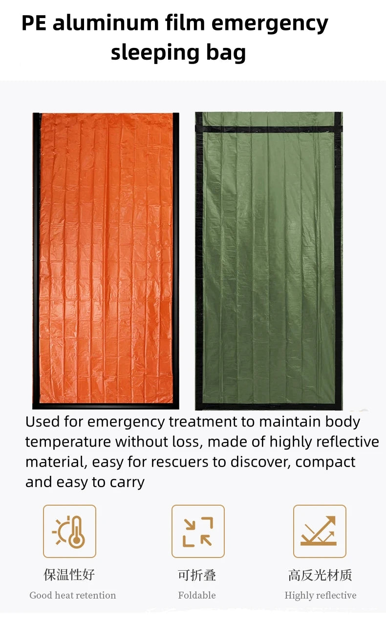 Emergency Survival Sleeping Bag – Thermal Waterproof PE for Outdoor Hiking