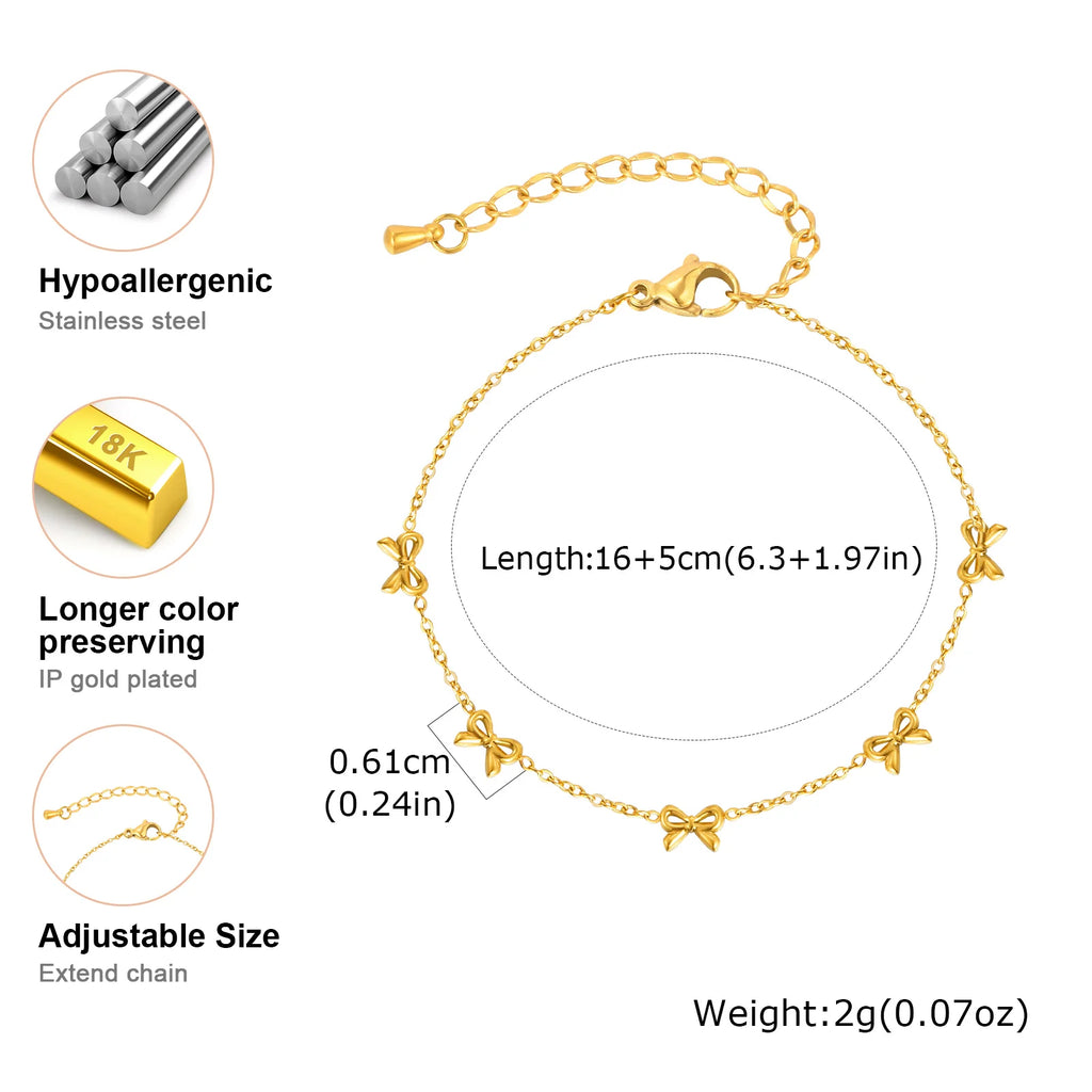 Gold Stainless Steel Bowknot Bracelet – Chic Jewelry Gift for Women