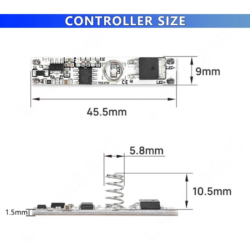 LED Touch Dimmer Switch – Aluminum 12V 24V Controller for Cabinet Lighting