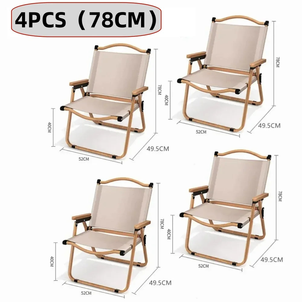 Portable Folding Camping Chair – Aluminum Wood Grain for Outdoor Hiking