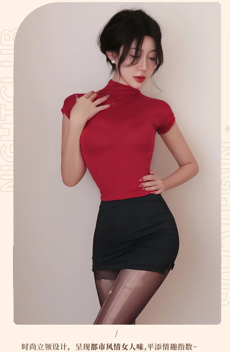 Secretary Uniform Pencil Skirt – Slim Fit Roleplay Costume for Women