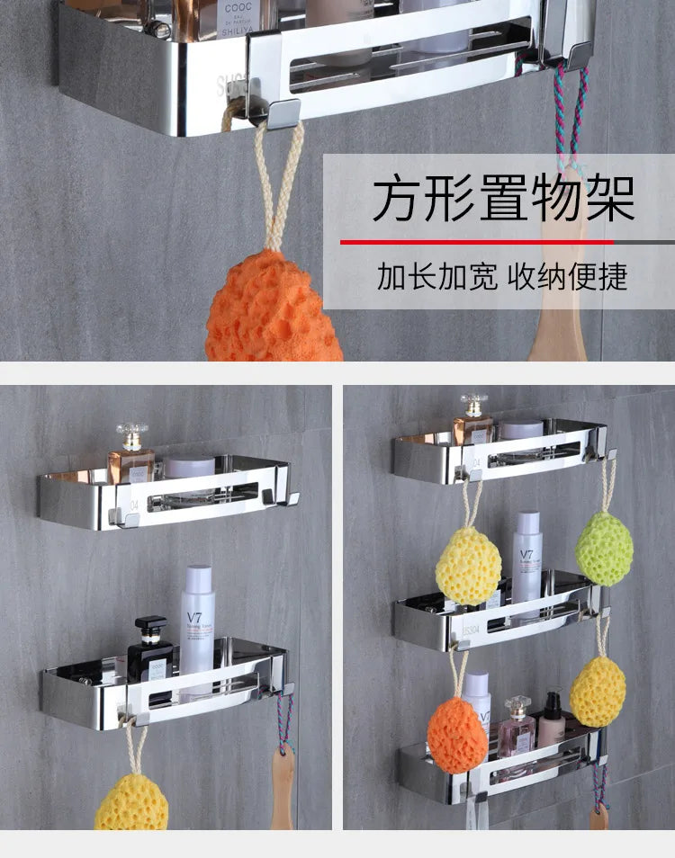 Stainless Steel Corner Shower Shelf – Wall Mounted Organizer for Bathroom Storage