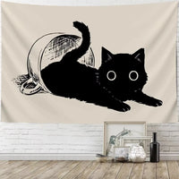 Black Cat Teacup Wall Hanging – Decorative Art for Bedroom Living Room Decor
