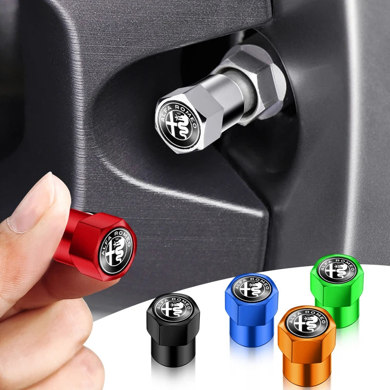Metal Car Tire Valve Stem Caps – Automotive Accessory for Alfa Romeo Models