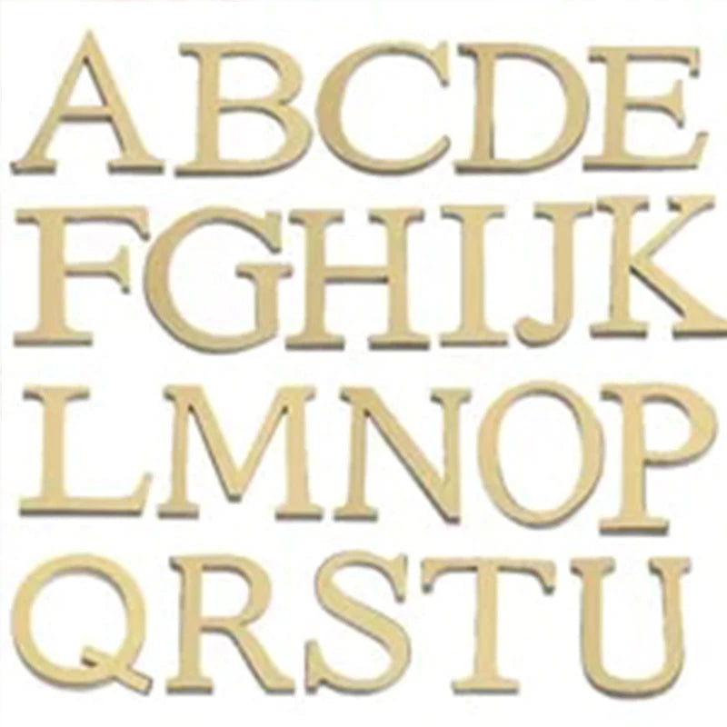 3D Gold Acrylic Letter Wall Stickers – Self-Adhesive Alphabet Home Decor