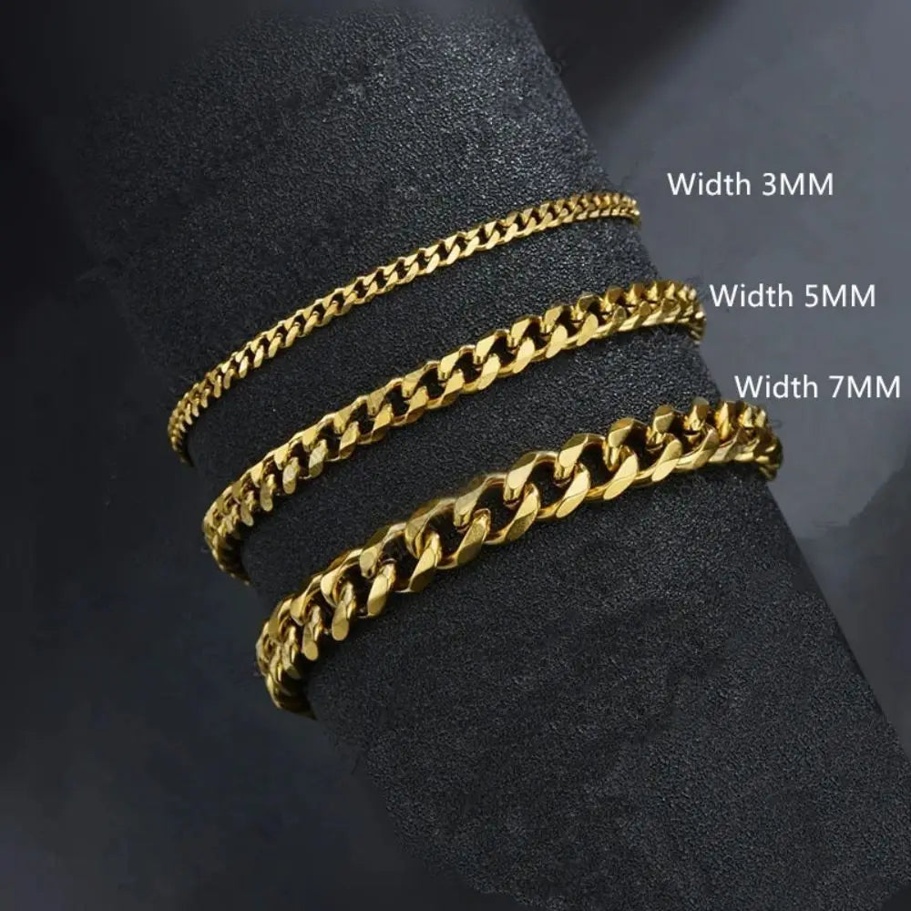 Stainless Steel Cuban Chain Bracelet – Unisex Classic Jewelry for Casual Gifts