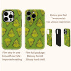 Grinch Face Phone Case – Double-Layer Protective Cover for Christmas