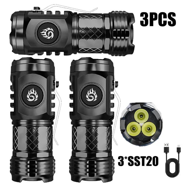 Rechargeable LED Flashlight – High-Lumen USB Torch for Camping and Hiking
