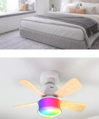 Smart RGB Ceiling Fan – E27 Bluetooth Lamp for Bedroom Decor