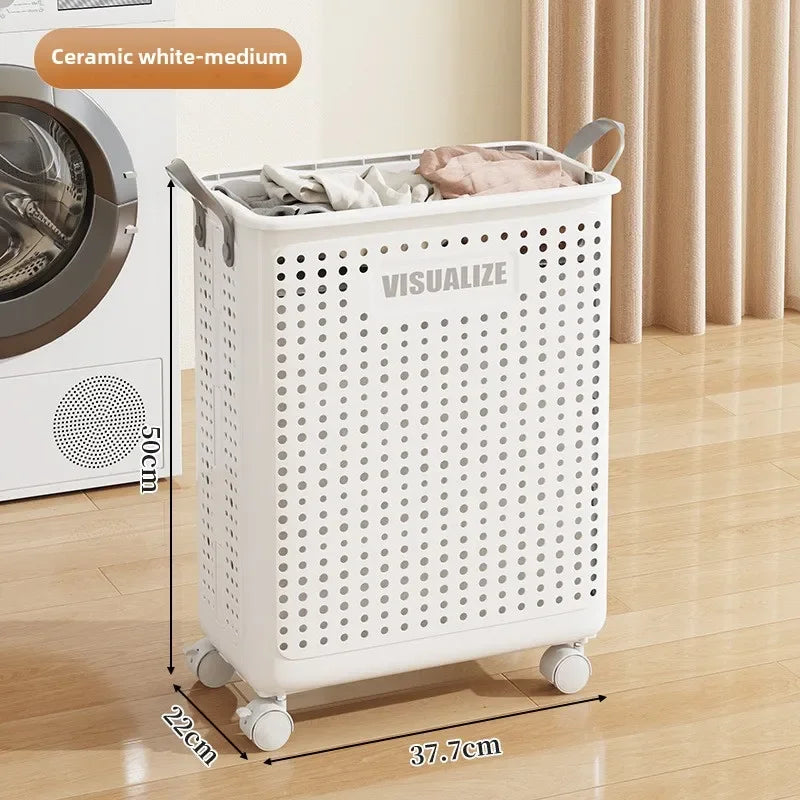 Rolling Laundry Hamper – Large Capacity Collapsible Basket for Bathroom