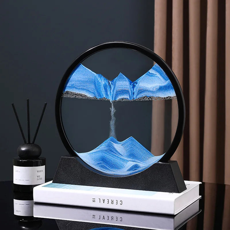3D Moving Sand Art Frame – Dynamic Liquid Hourglass for Office Home Decor
