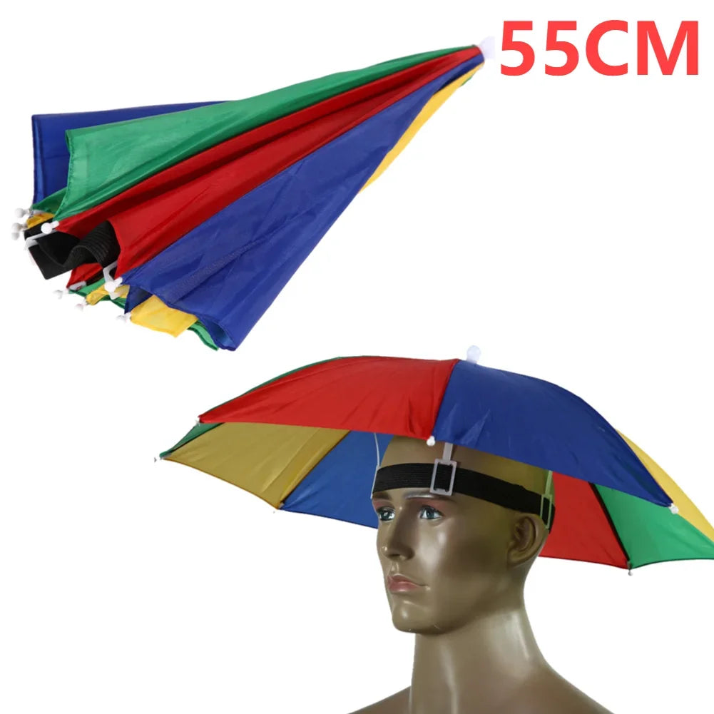 Hands-Free Umbrella Hat – Waterproof Sunscreen Headwear for Hiking and Camping