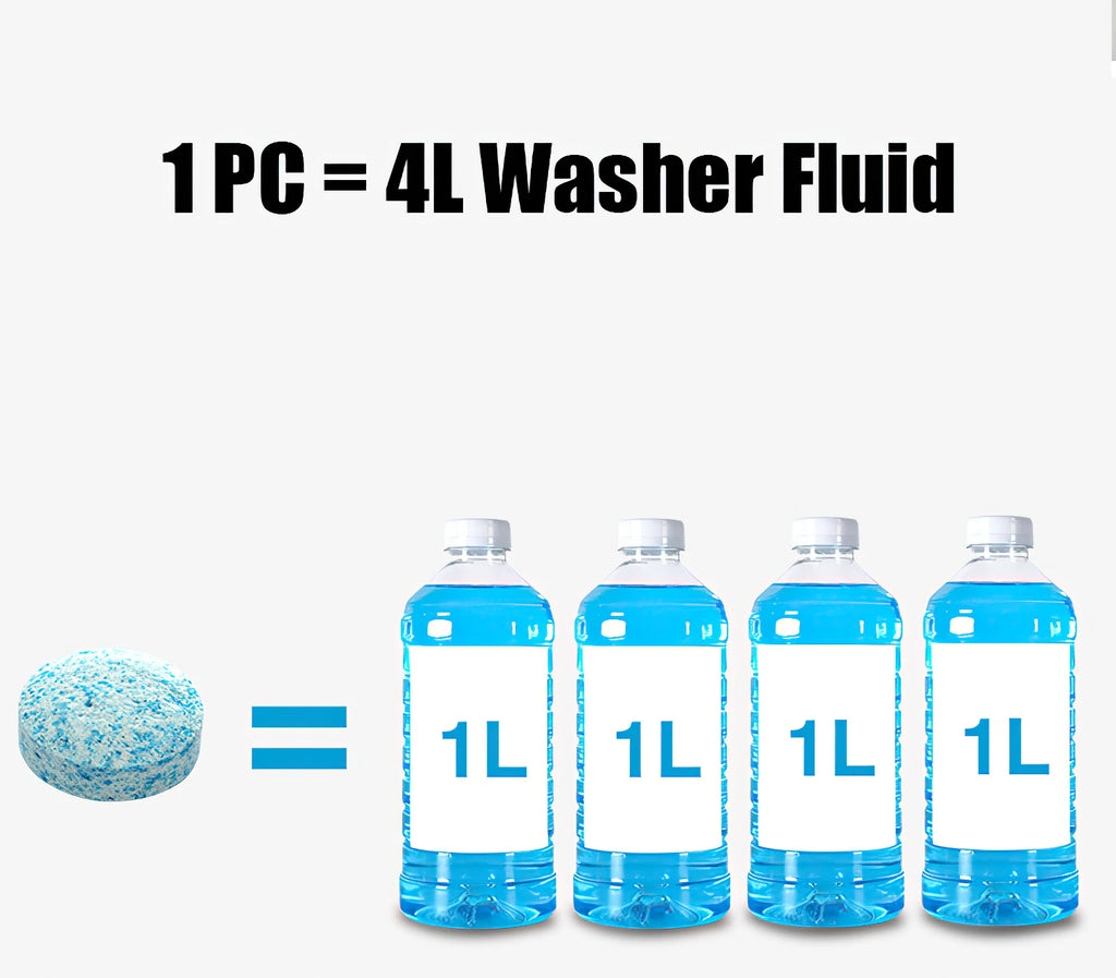 Effervescent Glass Cleaner Tablets – Concentrated Windshield Wash for Car Care