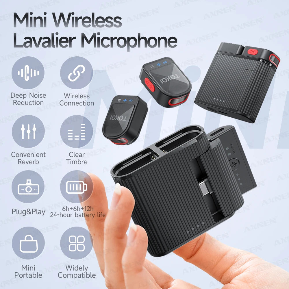 Wireless Lavalier Microphone – ENC Noise Cancelling for iPhone and Android