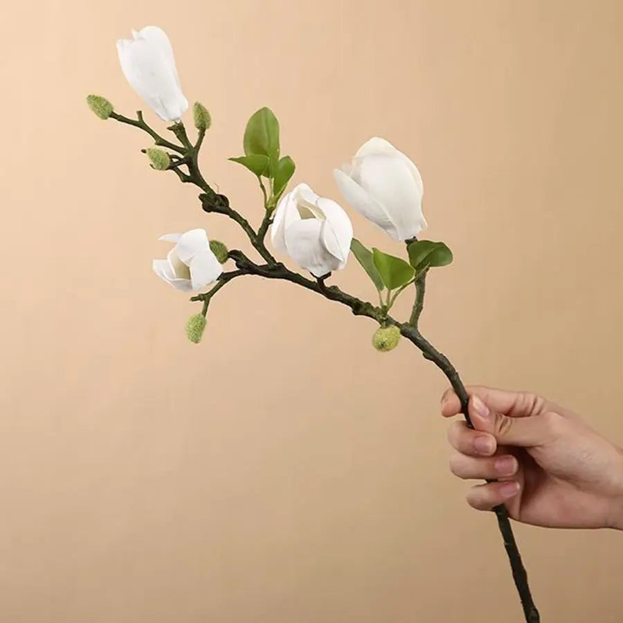 Silk Magnolia Flower Bouquet – Artificial Floral Decor for Wedding Party