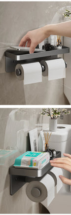 Wall-Mounted Aluminum Toilet Paper Holder – Modern Bathroom Tissue Rack