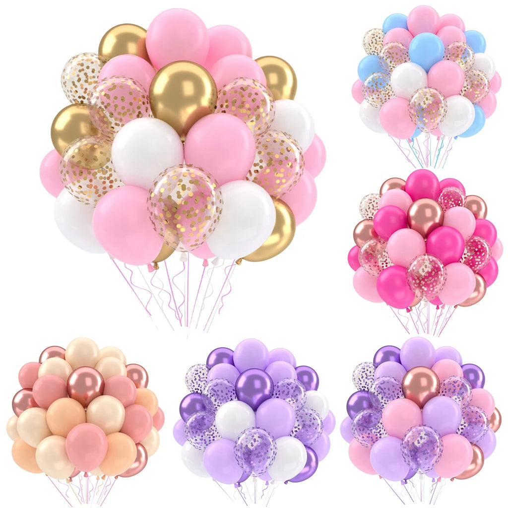 Metallic Pearl and Confetti Balloons – Decorative Latex Set for Party Events