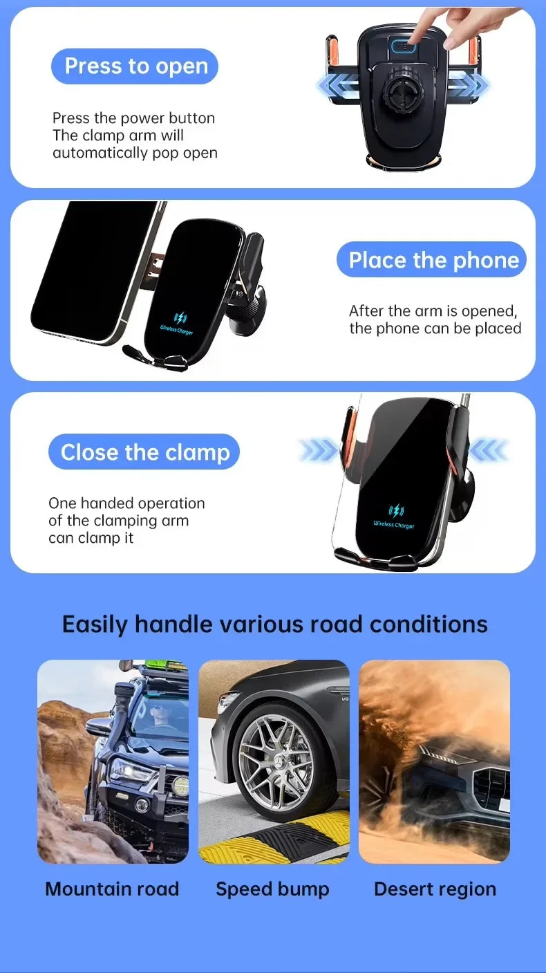 Wireless Car Charger – Fast Charging Air Vent Mount for iPhone and Android