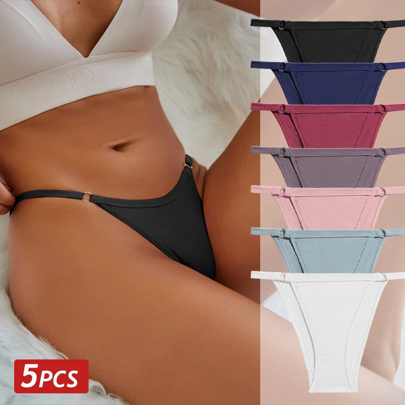 Cotton Low Rise Briefs – Metal Ring Hollow Panties for Women M-2XL