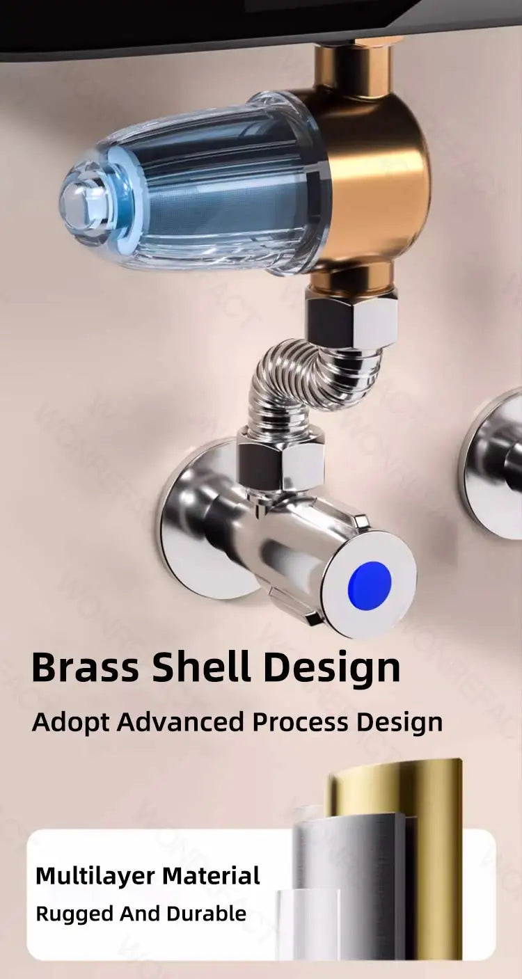 Stainless Steel Water Filter – Detachable Brass Prefilter for Bathroom Plumbing