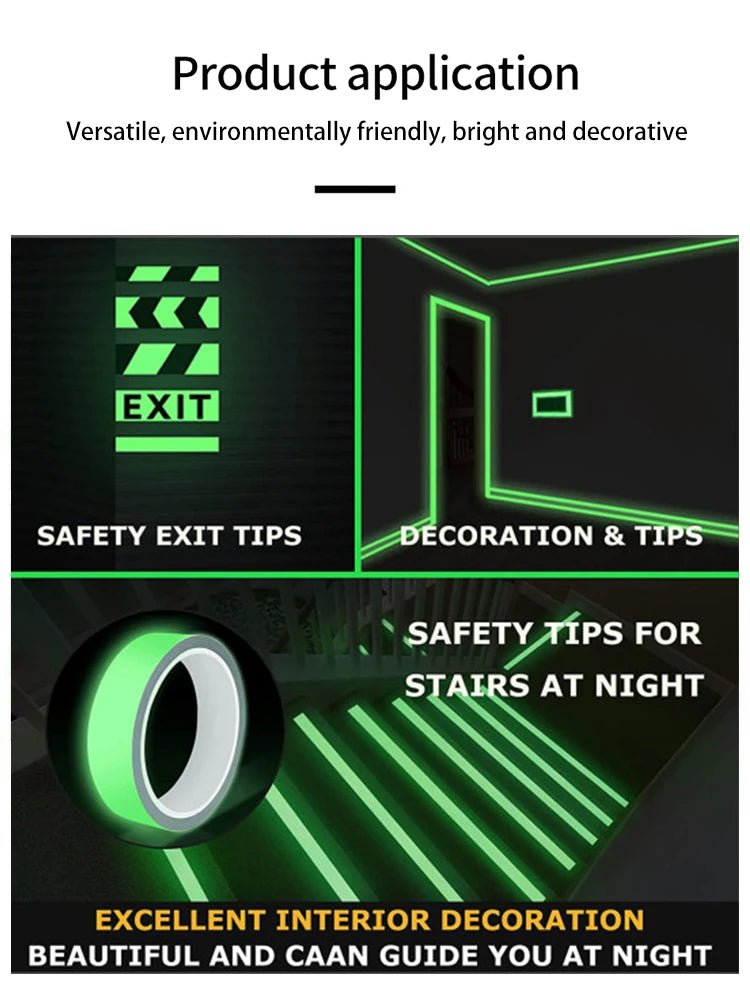 3m Fluorescent Luminous Tape – Glow in the Dark Safety Strip for Home Stairs