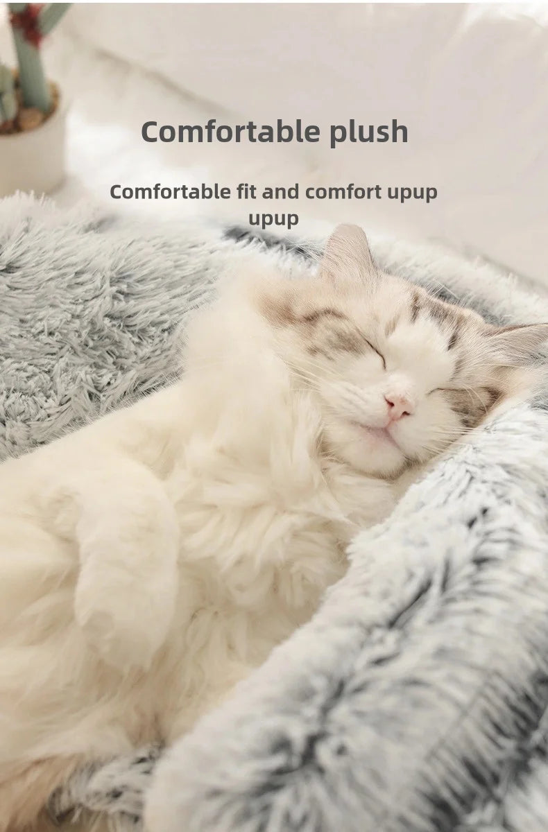 Semi-Enclosed Plush Pet Bed – Warm Winter Shell Nest for Cats and Small Dogs
